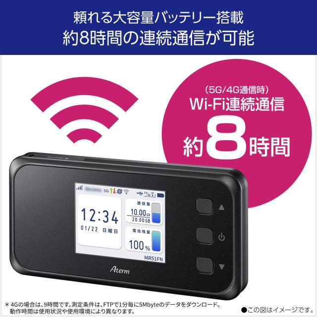 Aterm (NEC) Wi-Fi 5Gモバイルルーター dual_band 最大3.8Gbps SIMフリー MR51FN 国内4大キャリアバンド帯対応 / (170以上の国と地域で使_3