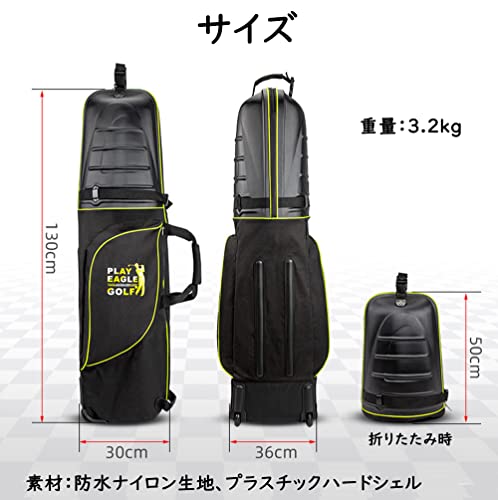PlayEagle ゴルフバッグカバー ゴルフ用トラベルカバー ホイール付き ハードシェル付き 折りたたみ式 ゴルフ航空バッグ ゴルフバッグ ゴ_6