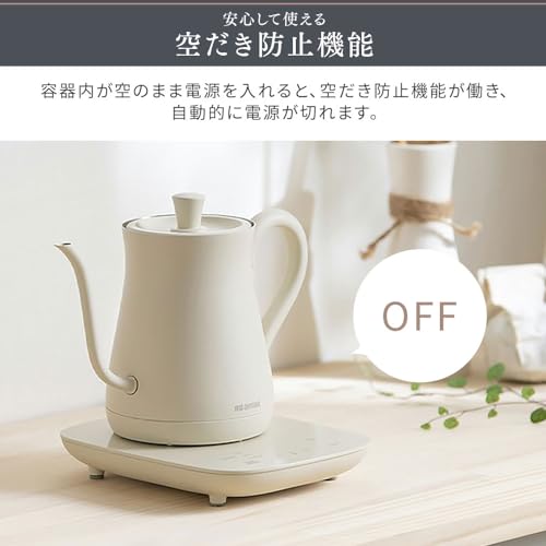 アイリスオーヤマ(IRIS OHYAMA) 電気ケトル 温度調節 ドリップケトル ケトル 600ml 10段階温度調節付 保温設定付 沸騰後自動電源OFF コー_6