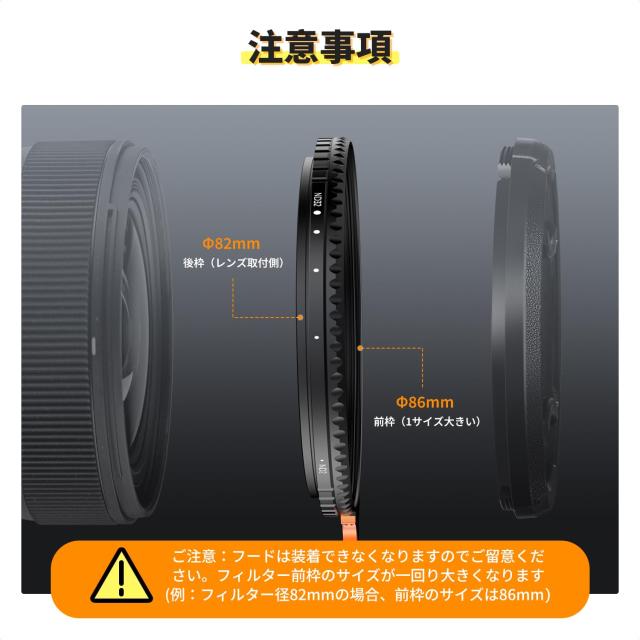 【2023新型】K＆F Concept 82mm 可変NDフィルター ND2-ND32 TRUE COLOR 黄色被り解消可能 両面28層コーティング 光学ガラス 撥水撥油キズ