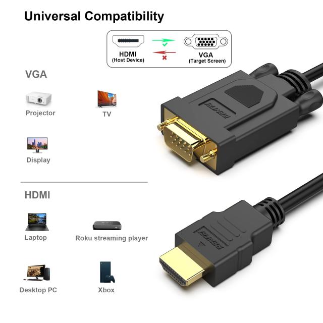 BENFEI 10個 HDMI - VGA 1.8m ケーブル(逆方向に非対応)、単方向 HDMI (ソース) - VGA (ディスプレイ) ケーブル (オス - オス) PC,モニタ_6