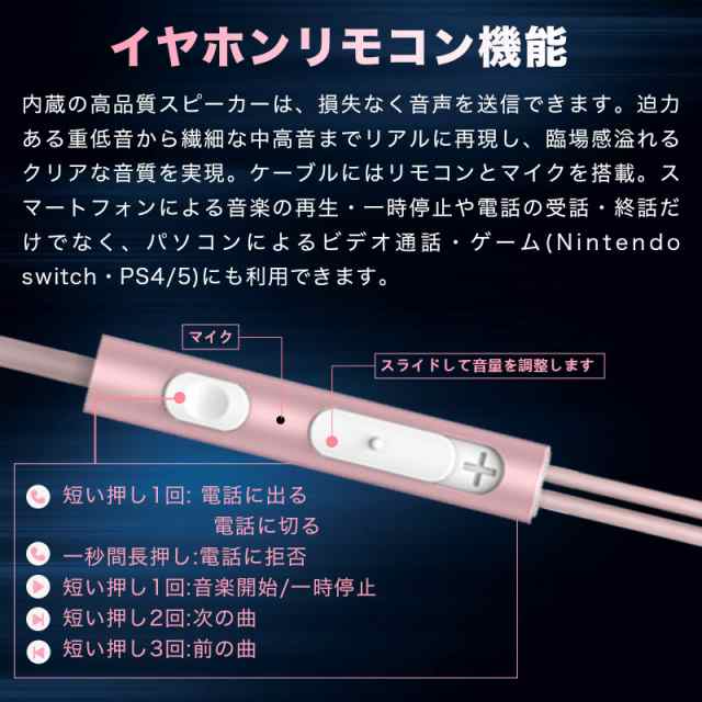 KNONAP イヤホン 有線 マイク付き HIFI音質 3.5mmジャック 音量調整 リモコン付き 騒音低減 通話対応 カナル型 軽量 在宅勤務  パソコン の通販はau PAY マーケット - Litlulu Meena | au PAY マーケット－通販サイト