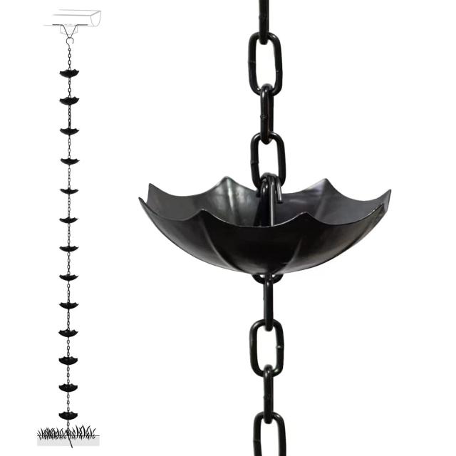 夢の行 レインチェーン 傘の桶 13個 ブラック 260cm 雨どい部品 雨樋