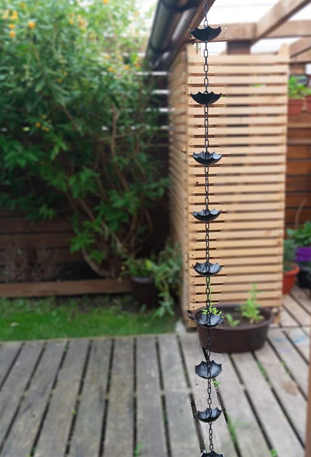 夢の行 レインチェーン 傘の桶 13個 ブラック 260cm 雨どい部品 雨樋