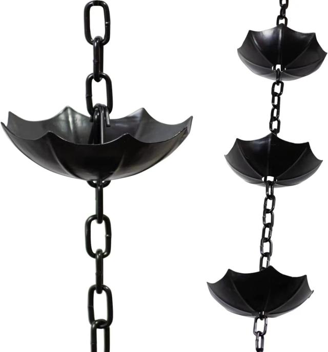 夢の行 レインチェーン 傘の桶 13個 ブラック 260cm 雨どい部品 雨樋