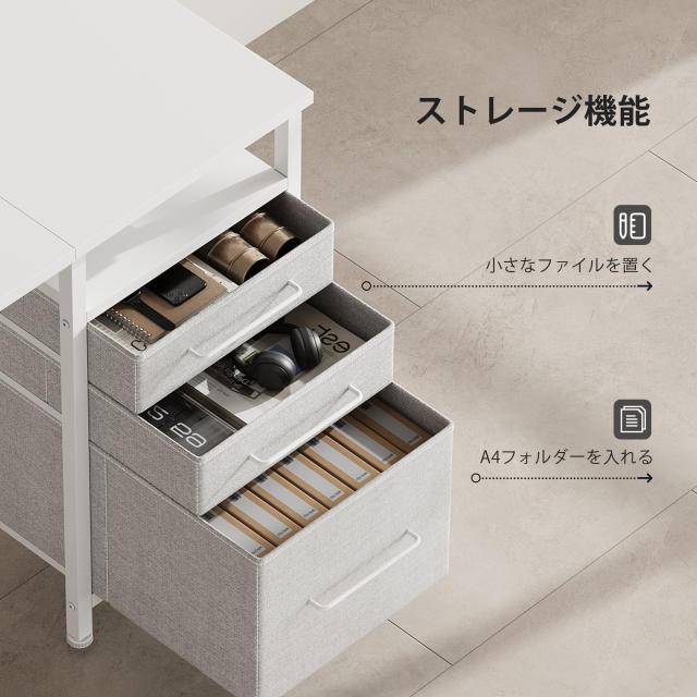 Maihail 机 pcデスク パソコンデスク 在宅ワークデスク つくえ ラック付きデスク 幅120cm x奥行50cm 引き出し付き オフィスデスク 勉強机_3