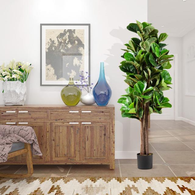 TANGKULA 観葉植物 フェイク ガジュマル フェイクグリーン 大型 150cm 人工観葉植物 造花 インテリア 室内 屋外 フェイク植物 人工 観葉_4