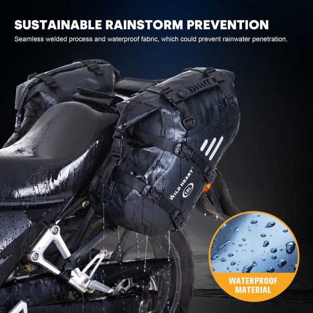 WILD HEART オートバイ サドルバッグ 防水 36L (18L*2) オートバイ 