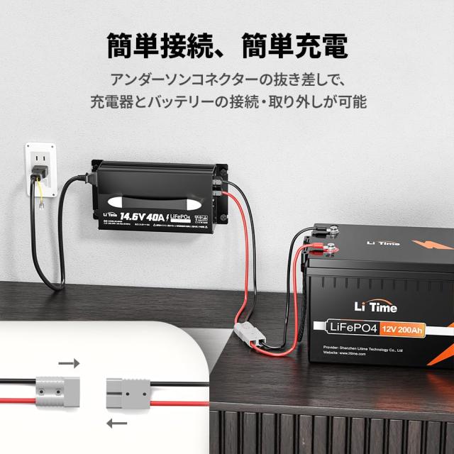 LiTime 14.6V40A リン酸鉄リチウムイオンバッテリー充電器 40A急速充電 
