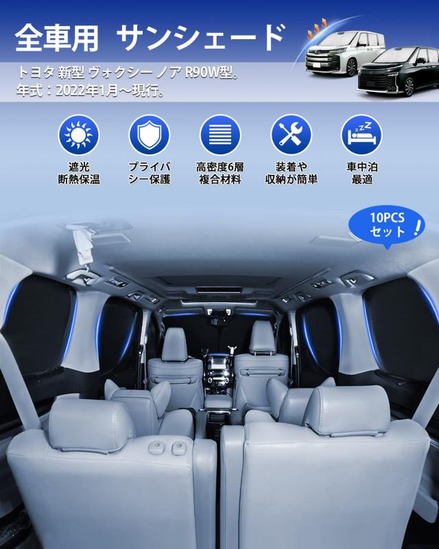 CARVANTA トヨタ 新型 ヴォクシー ノア 90系 サンシェード 遮光シェード フロントサンシェード 車中泊 サイドサンシェード プライバシー_1