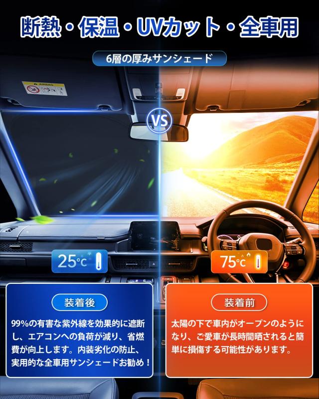 CARVANTA トヨタ 新型 ヴォクシー ノア 90系 サンシェード 遮光シェード フロントサンシェード 車中泊 サイドサンシェード プライバシー_2