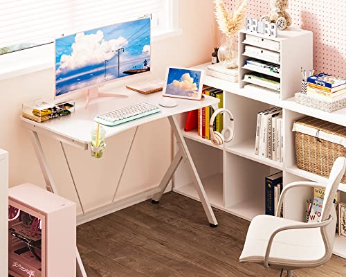 KKL ゲーミングデスク 幅100cm*奥行55cm*高さ75cm パソコンデスク ス字脚 デスク ゲーミングテーブル PCデスク 炭素繊維天板 カップホル