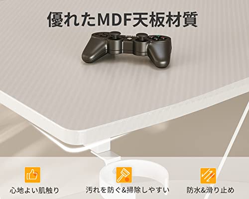 KKL ゲーミングデスク 幅100cm*奥行55cm*高さ75cm パソコンデスク ス字脚 デスク ゲーミングテーブル PCデスク 炭素繊維天板 カップホル