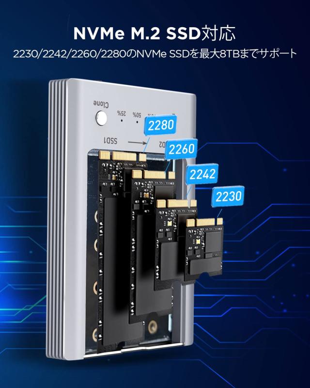 Ankmax NVMe M.2 デュプリケーター M2U32C デュアルベイ オフライン クローン SSD ドッキング ステーション、工具不要のアルミニウム 2_5