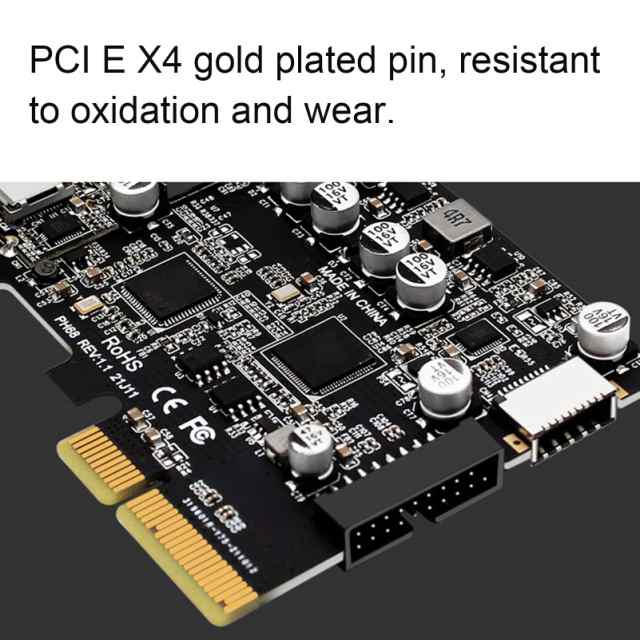 PCIe to USB 3.2 Gen 2 カード、10Gbps PCI Express 拡張カード、USB Type A、Type C、前面 Type E ポート、デスクトップ コンピューターの通販は