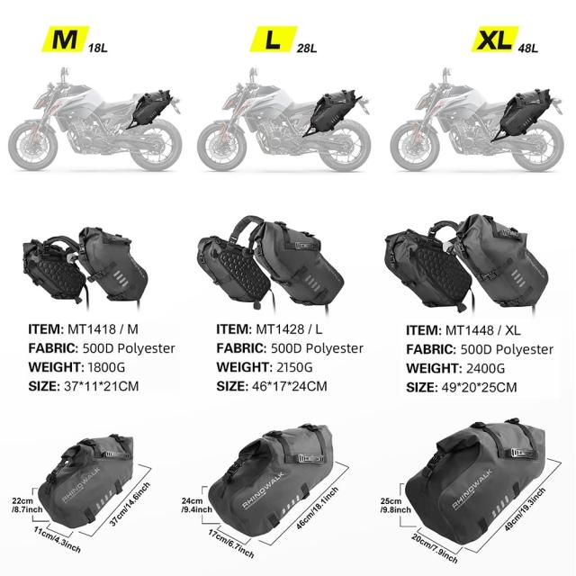 Rhinowalkオートバイのサドルバッグ防水防振モーターサイドバッグショルダーバッグモーターバイクのパニー48 l (24 l *2)ほとんどの冒険