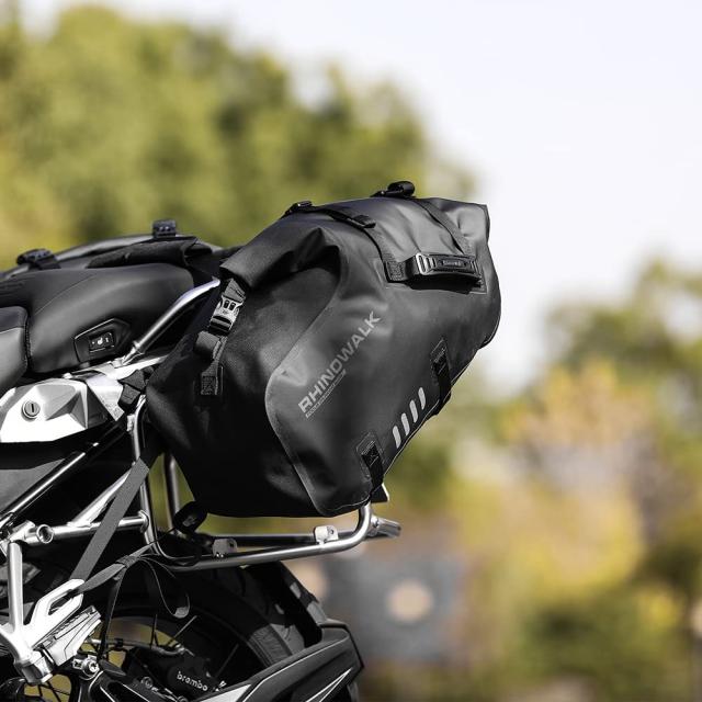 Rhinowalkオートバイのサドルバッグ防水防振モーターサイドバッグショルダーバッグモーターバイクのパニー48 l (24 l *2)ほとんどの冒険