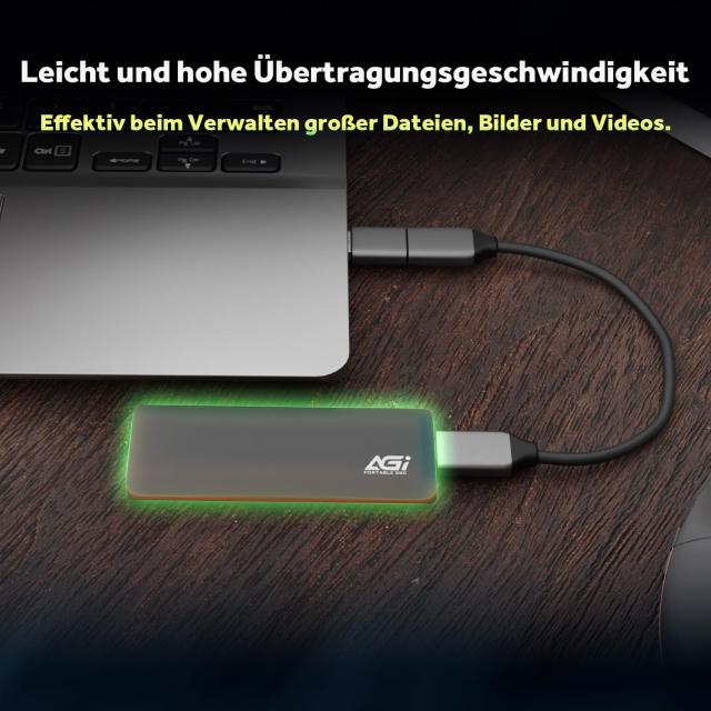AGI 2TB ED198 外付けSSD、USB3.2 Gen2 Type-C to Type-C/Aケーブル PS5/PS4対応(メーカー動作確認済) アルミニウムケース(読み込み速度1_4