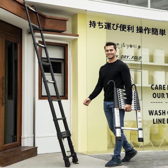 RIKADE 伸縮はしご 耐荷重150kg 軽量 持ち運びやすい 折り畳み