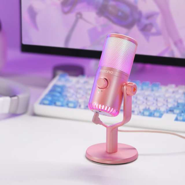 MAONO USB コンデンサーマイク ゲーミングマイク PC マイク 専用ソフトウェア RGBライティング ミュートボタン ヘッドホン出力端子あり の通販は