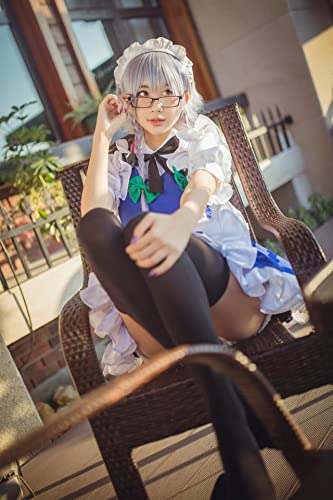 [COSSA] 十六夜咲夜 コスプレ ウィッグ付き 十六夜咲夜風 十六夜 いざよい さくや コスプレ 衣装 アニメ ハロウィン ステージ服 舞台 ハ