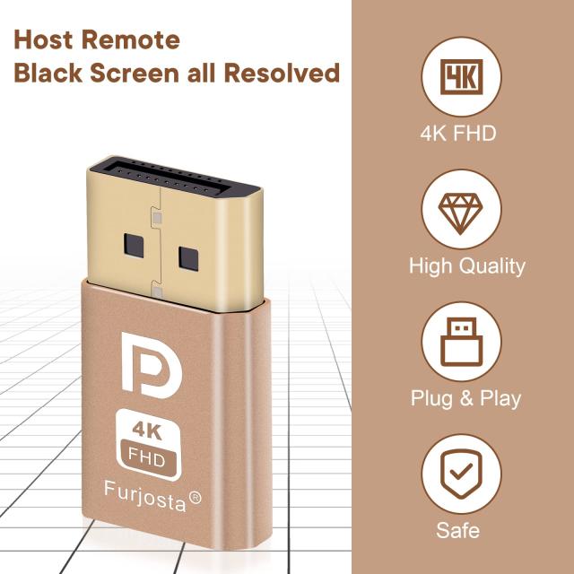 DispalyPort ヘッドレス ゴースト ディスプレイエミュレータ ブルーライト付き PC 4K DP ダミープラグ (ヘッドレス対応 1080(60Hz)〜3840の通販は