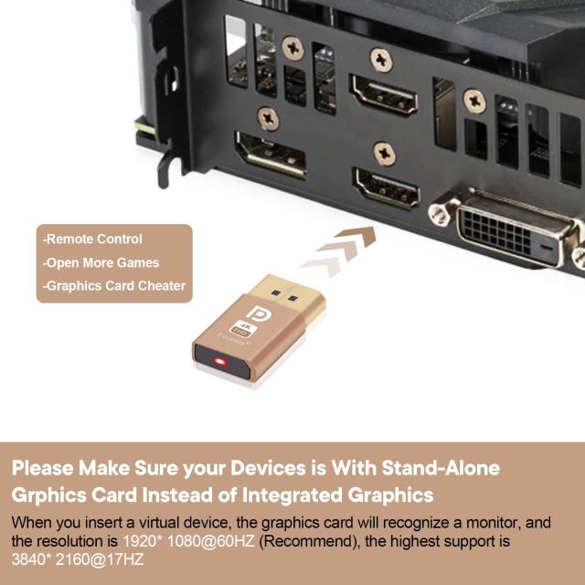 DispalyPort ヘッドレス ゴースト ディスプレイエミュレータ ブルーライト付き PC 4K DP ダミープラグ (ヘッドレス対応 1080(60Hz)〜3840の通販は