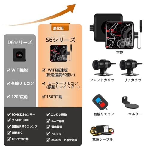 VSYSTO バイクドライブレコーダー 前後カメラ 1080Pフル S-ONY323センサー 150°広角 防水 WIFI信号増幅器 有線リモコン  バイク用ドラレの通販はau PAY マーケット - おもむろストア | au PAY マーケット－通販サイト