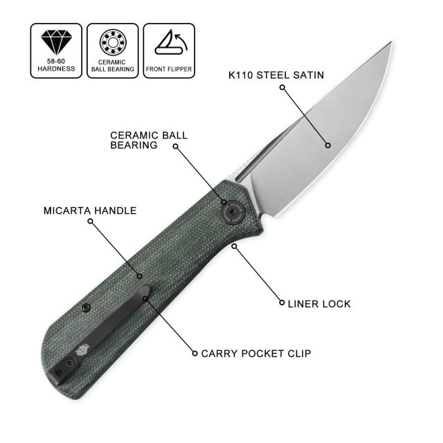 フィンマン　フィン Petrified fish PFP07 Viking 折りたたみナイフ3.62インチK110サテン