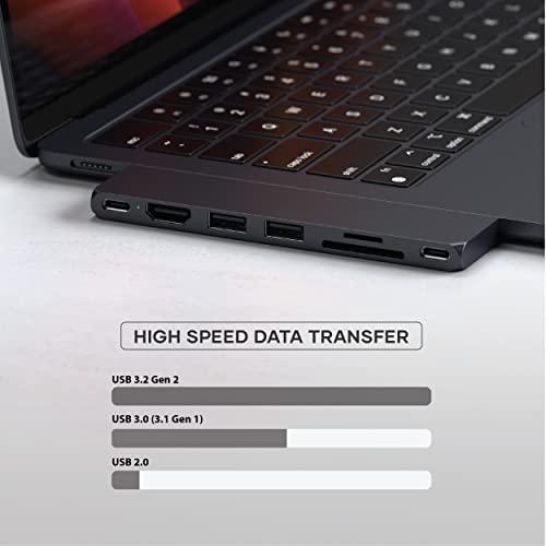 Satechi USB-C Pro ハブ スリム (ミッドナイト) 多機能USB4, 4K 60Hz