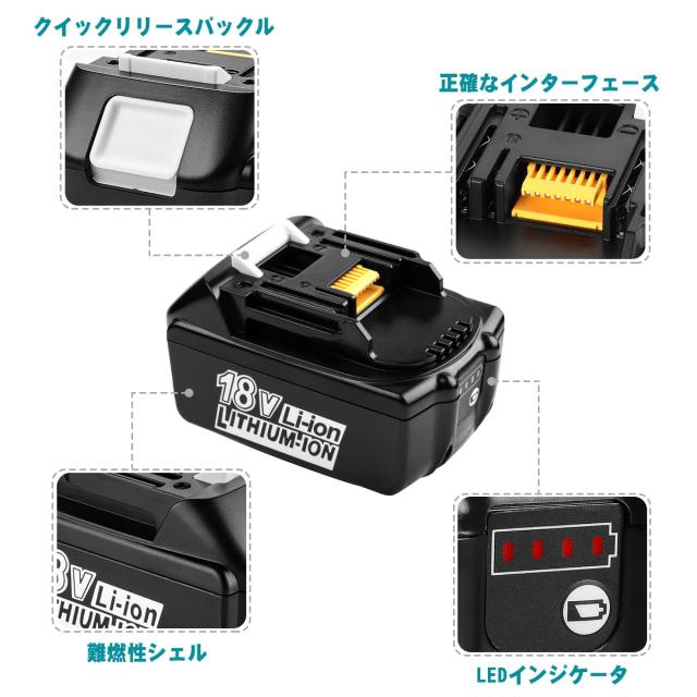 タキヨークバッテリー18V マキタ 18V バッテリー 超小型 充電器 130g タイプCケーブルで
