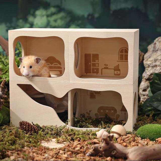 Tafit ハムスター ハウス 隠れ家 木製 ハムスター 家 小動物ペット