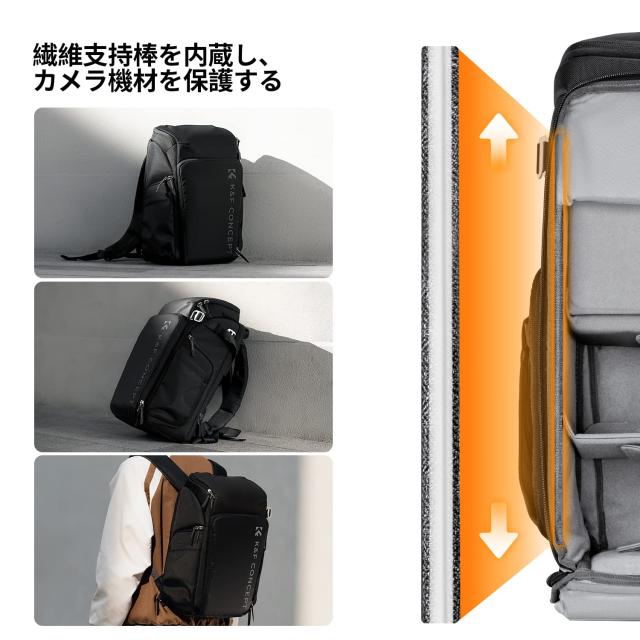 K＆F Concept カメラバッグ カメラバックパック カメラリュック 25L 大