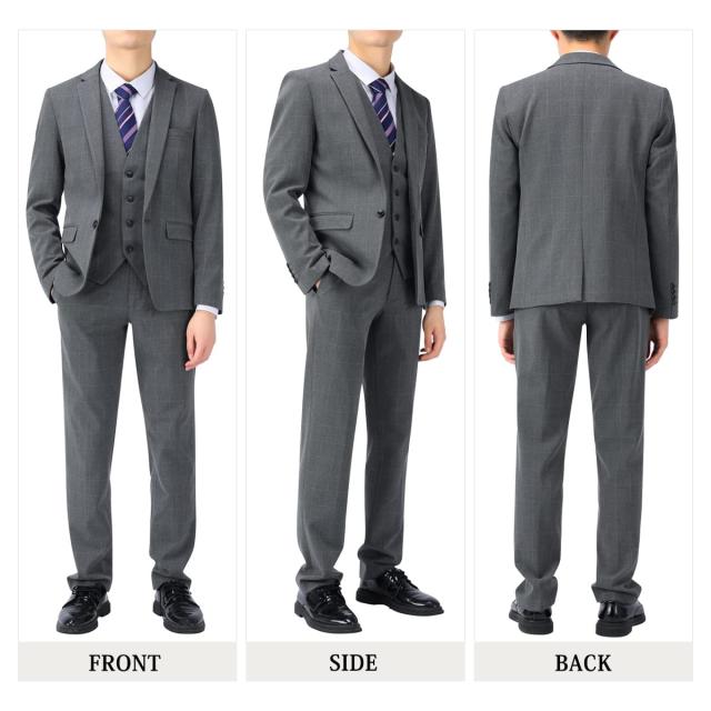 CEEN] スーツメンズ イギリス風 メンズ スリーピース チェック柄 1つ釦