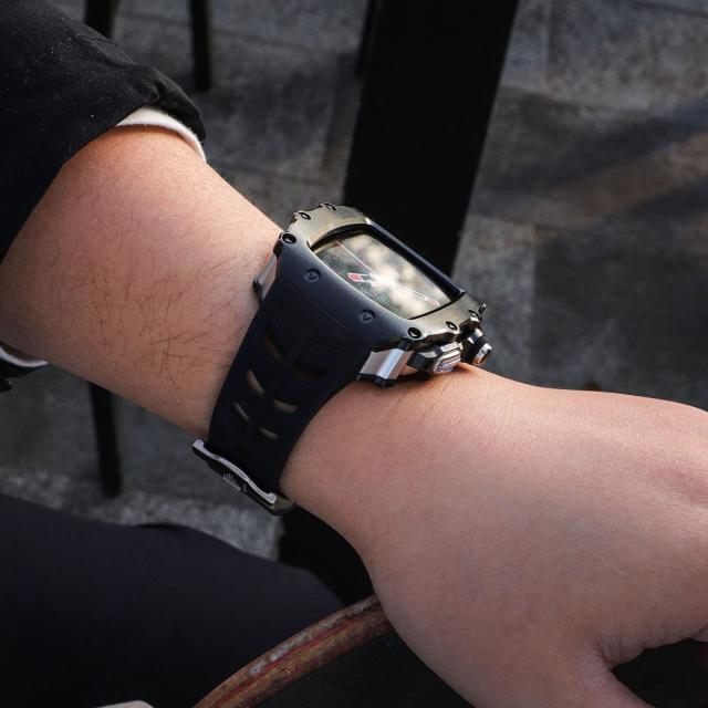 AHNHSKY ケース バンド付き Apple Watch シリーズ 8/7 45mm 6/5/4/SE/SE2 44mm用 バンパー メタル 保護 カバー iWatch用 45mm 44mm スト