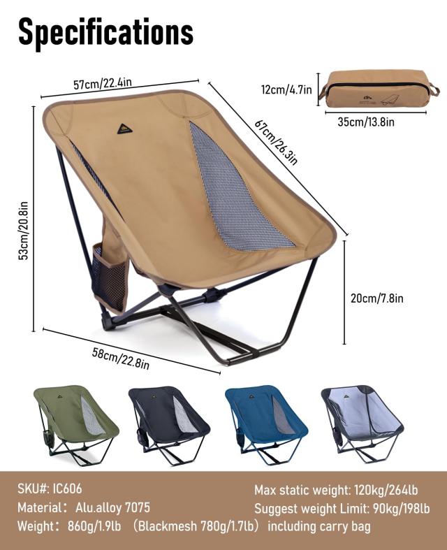 iClimb アウトドア 椅子 チェア 超軽量 コンパクト 折りたたみ ビーチチ Amazon.co.jp: 【iClimb (アィクライム)】キャンプ超軽量