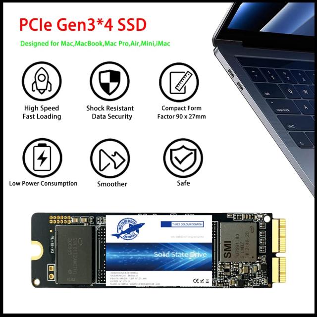 Dogfish 256GB NVMe PCIe内蔵SSD Macbook専用SSD アップグレード ソリッドステートドライブ For MacBook Air A1466 A1465(2013-2017)/Mac