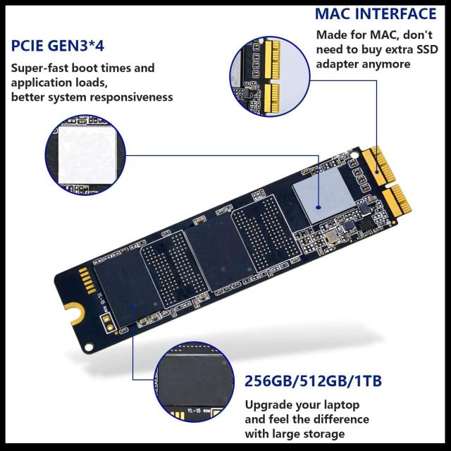 Dogfish 256GB NVMe PCIe内蔵SSD Macbook専用SSD アップグレード ソリッドステートドライブ For MacBook Air A1466 A1465(2013-2017)/Mac