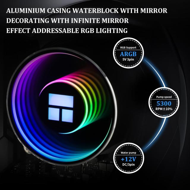 Thermalright Frozen Notte 240 BLACK ARGB V2 水冷CPUクーラー、240ブラックCPUクーラー仕様、ダブルPWMファン、S-FDB V2ベアリング、AM_3