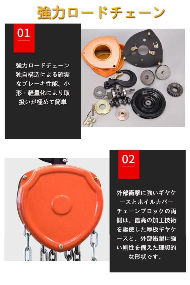 手動式チェーンブロック 1ton 3m 1000kgチェンブロック ホイスト