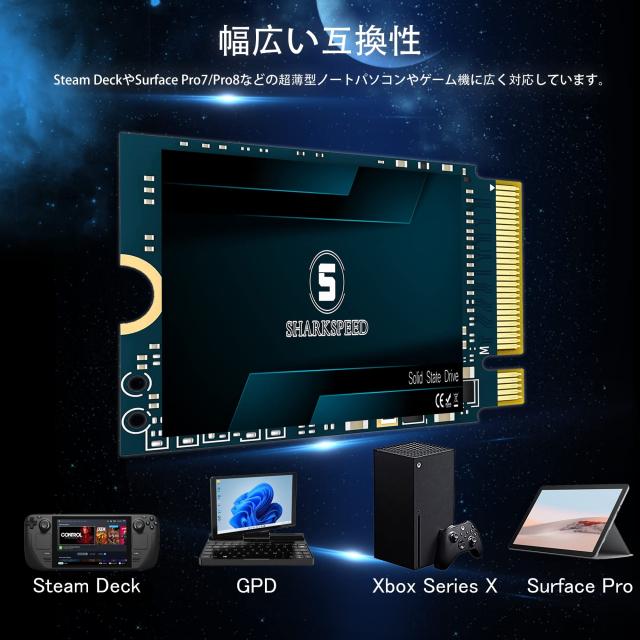 SSD M.2 2230 1TB NVME SHARKSPEED PCIe Gen 3.0x4 30mm 内蔵型 ゲームSSD Steam Deck Microsoft Surface pro 7/pro 8+/pro X/laptop3/la_2