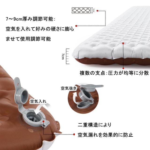 Naturehike 公式 高R値 エアーマット R5.8/ 3.5 アウトドア -20°C使用可能 厚手7cm 超軽量 コンパクト キャンプ 登山 インフレーターマ