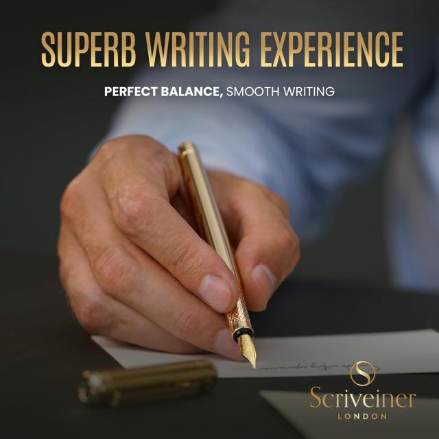 Scriveiner 最高級 プレミアム 万年筆 (金) 魅力的な美しさ 24K金