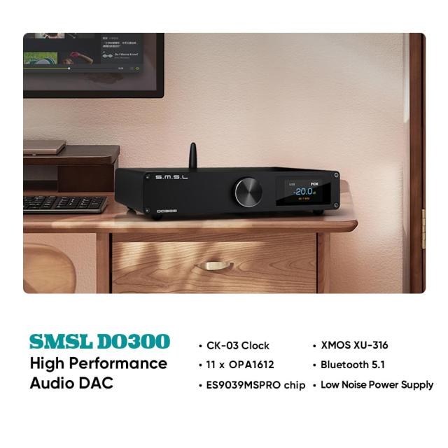SMSL DO300 MQA DAC ES9039MSPRO XU316 DSD512 PCM32bit/768kHz バランス型 DAC QCC5125 Bluetooth5.1 LDAC USB/Bluetooth/OPT/COAX/l2S/