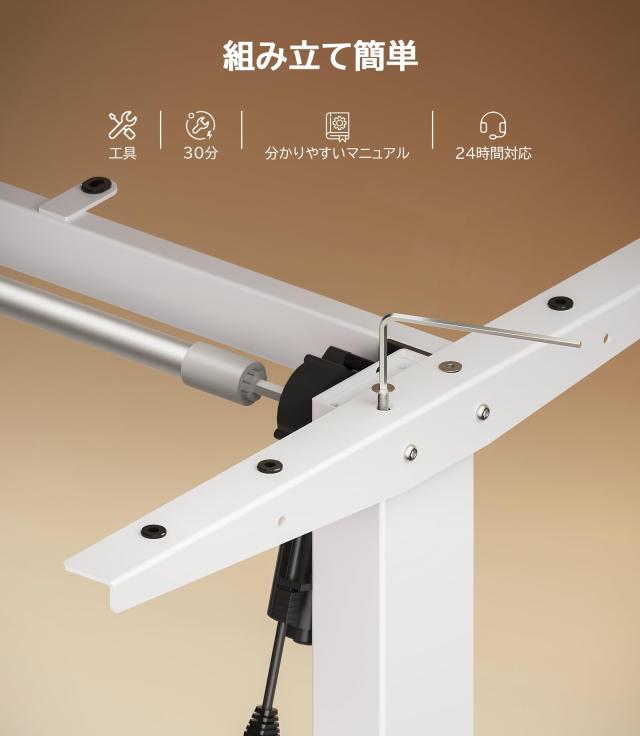 電動昇降デスク脚 パソコンデスク 無段階昇降 調整範囲72-120cm 天板付き