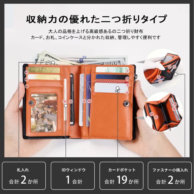 [ジー エス ジー] 財布 メンズ 2つ折り 人気 ブランド 本革 大容量 ふたつおり さいふ カードケース 小銭入れ 男性 紳士用 プレゼント ギ