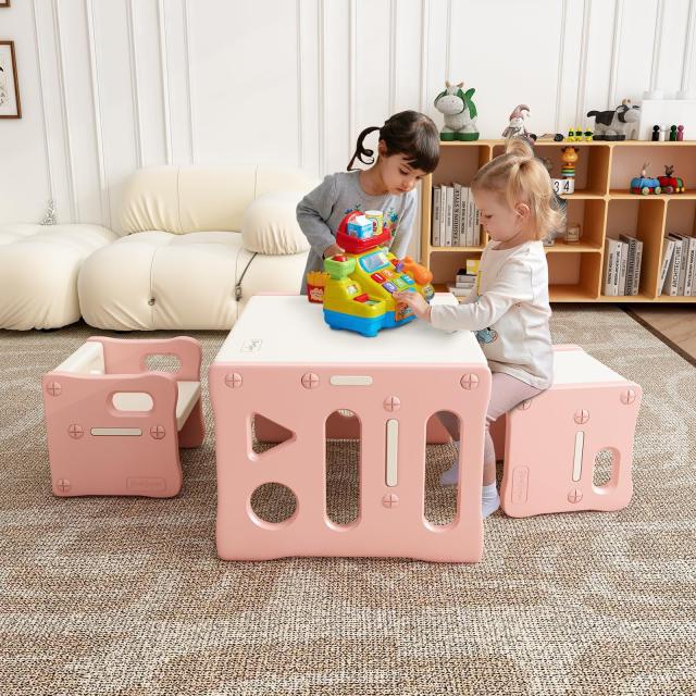 BanaSuper 子供用テーブルと椅子3点セット アクティビティ デスク 