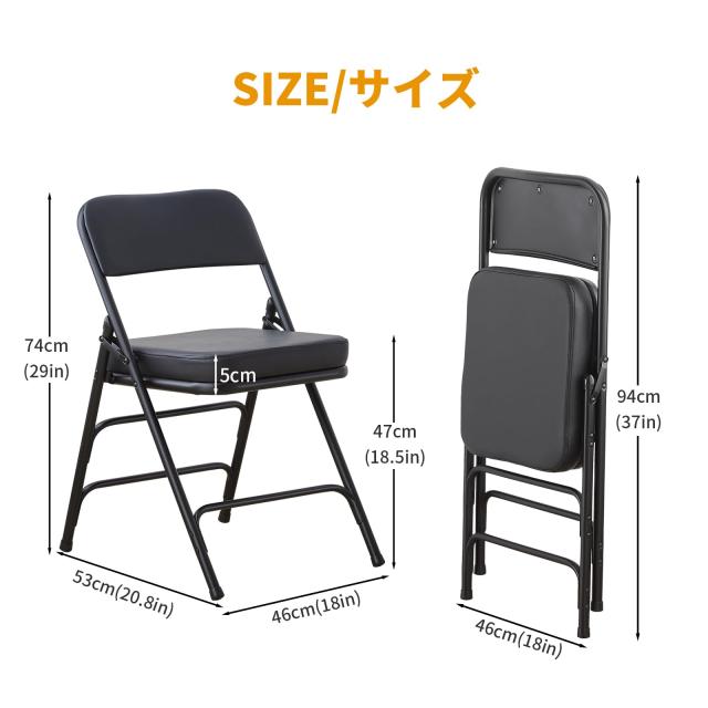 BOOSDEN パイプ椅子 折りたたみ椅子 分厚いクッション 室内 会議いす リビング 折り畳みイス ダイニングチェア 背もたれ おしゃれ シンプ_2