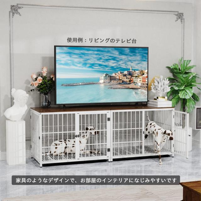 BingoPaw 大型犬用ケージ 屋根付き 木製 室内 連結 丈夫 中型犬 ドッグ