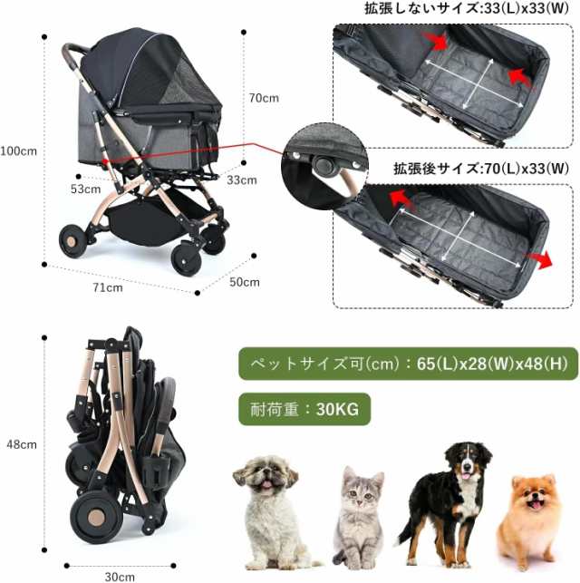 Totoro ball ペットカート 犬 バギー 4輪 犬用カート 小型/中型犬 猫 多頭 ペットキャリーカート ワンタッチ折り畳み コンパクト收？ 自